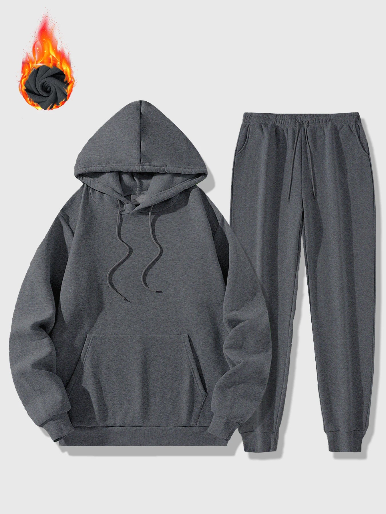Men's Sports Suit Autumn and Winter Hoodie+pants 2-piece Set Fashionable Solid Color Casual Pullover and Pant Outdoor Sportswear