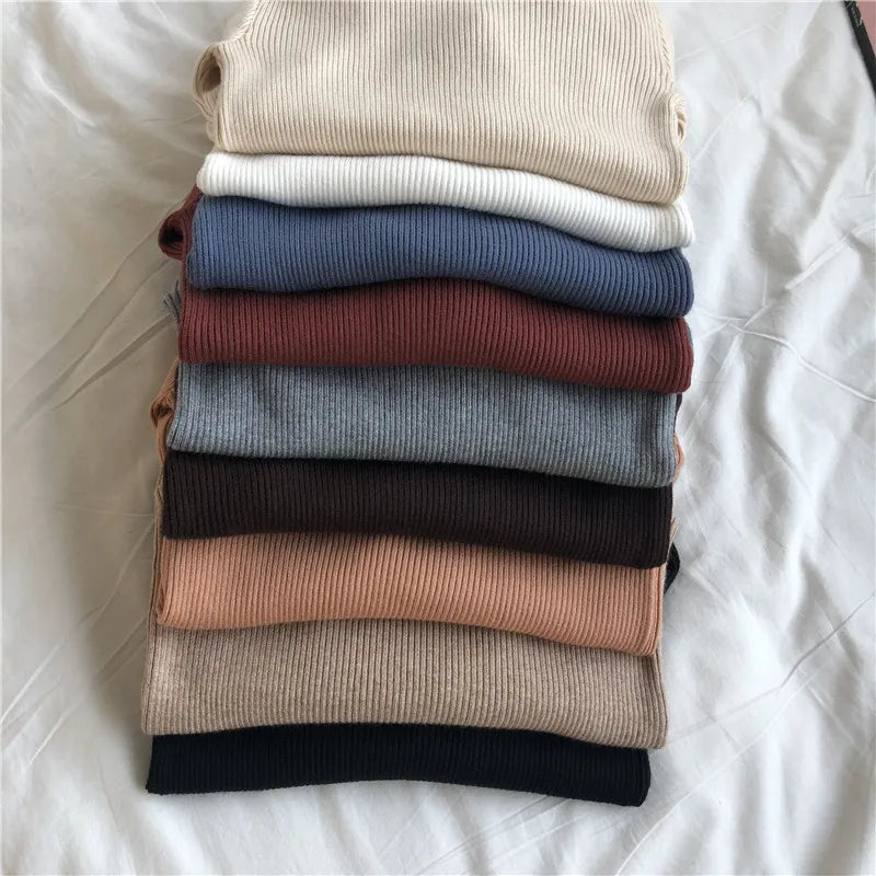 Elegant Turtleneck Women's Sweater Autumn Winter Pullover Slim Bottoming Knitted Tops Casual Long Sleeve Jumper Pull Femme