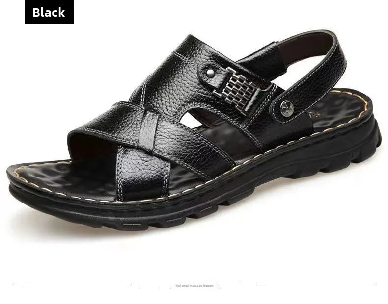 2025 Summer Men’s Sandals Outdoor Waterproof Non-Slip Soft Sole Dual-Use Beach Slippers Driving Shoes