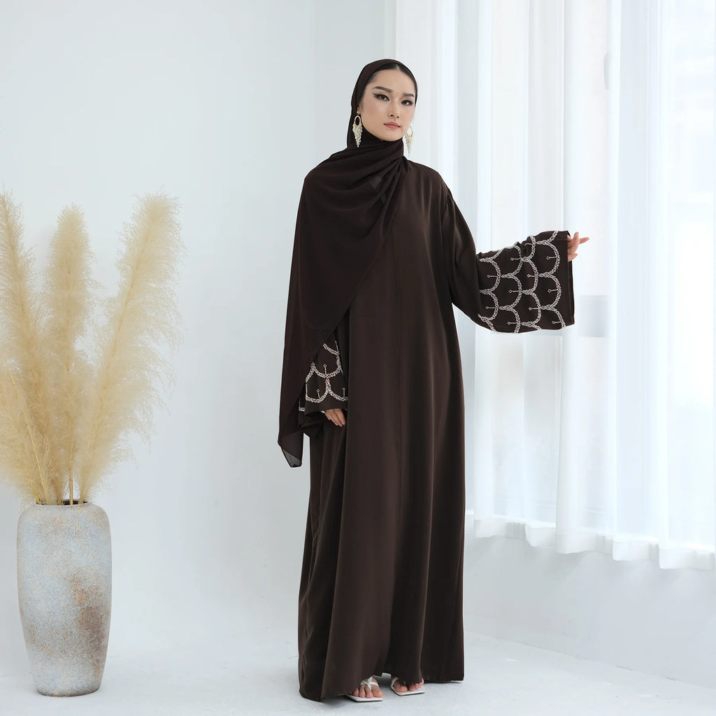 2025 Middle Eastern Islam Outfit for Muslim Women Luxury Dubai Modest Abaya Dress Eid Arabic Cardigan Plain Turkey Kaftan Robe