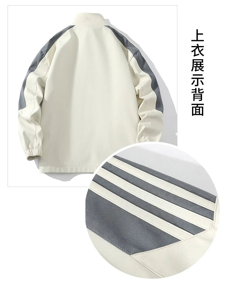 Autumn and Spring New Fashion Trend Outdoor Sports Jacket Set Men's Casual Loose Sports Plus Size High Quality Two-piece Set