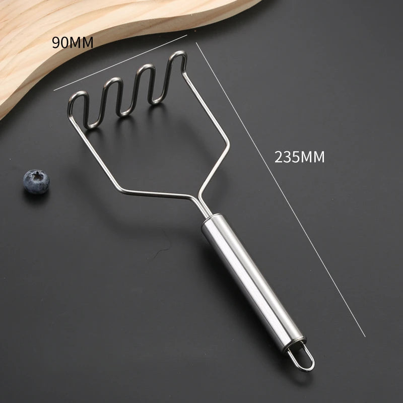 Stainless Steel Potato Masher Manual Fruit Vegetable Pressure Mud Machine Kitchen Children Food Crusher Complementary Gadget