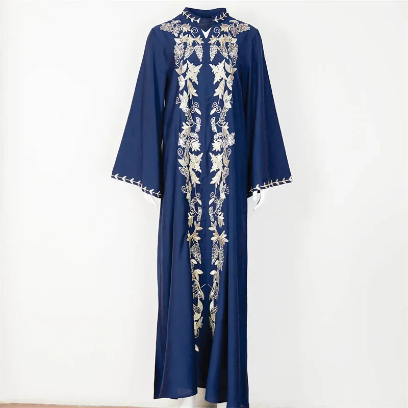 Abaya Dubai Turkey Maxi Islamic Embroidery Robe Ramadan Eid Muslim Party Dresses for Women Arab Caftan Morocco Femme Musulman