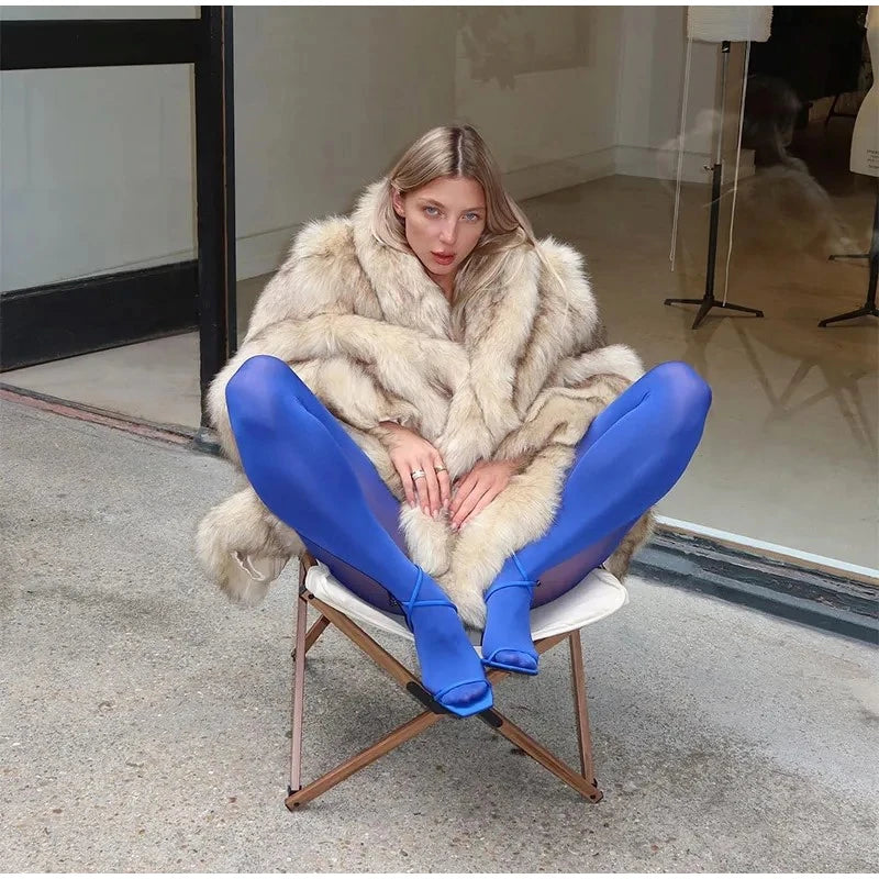 Winter Women Luxury Faux Fur Coats Fashion Long Sleeve Lapel High Street Oversize Jackets Chic New Thick Warm Ladies Outerwears