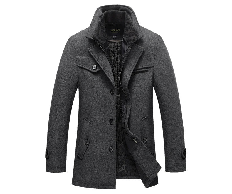 Winter Men's Jacket Oversized Wool Overcoat Solid Warm Pea Coats Thicken Casual Woolen Coat Men Clothing Parka A3F1303