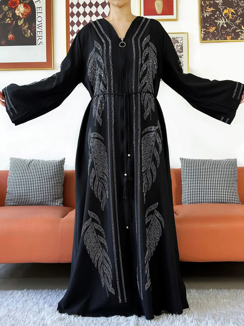 New Middle East Africa Elegant Women Cardigan Chiffon Loose Open Zippier Abaya Muslim Islamic Clothing Cardigan Style Loose Size