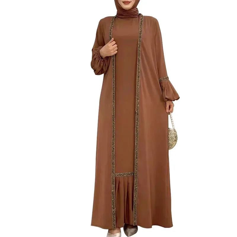 Eid Abaya Dubai Modest Turkey Muslim Long Dress for Women Arabic Sequin Islamic Dresses Evening Party Gown Moroccan Kaftan Robe