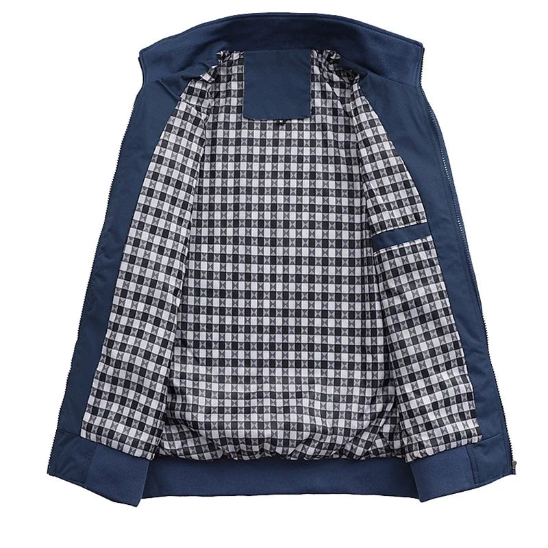 New Spring and Autumn men's high-quality stand up collar jacket, fashionable, casual, breathable baseball jacket top M-6XL