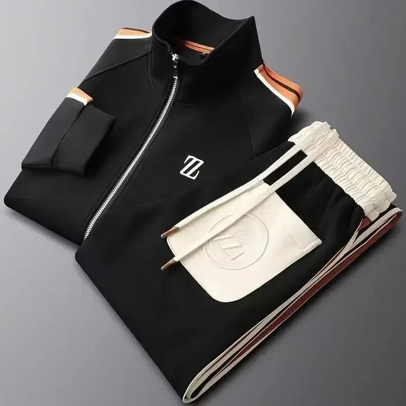 Men's autumn new style stand up collar casual sports suit, trendy and fashionable sports suit, loose long sleeved suit