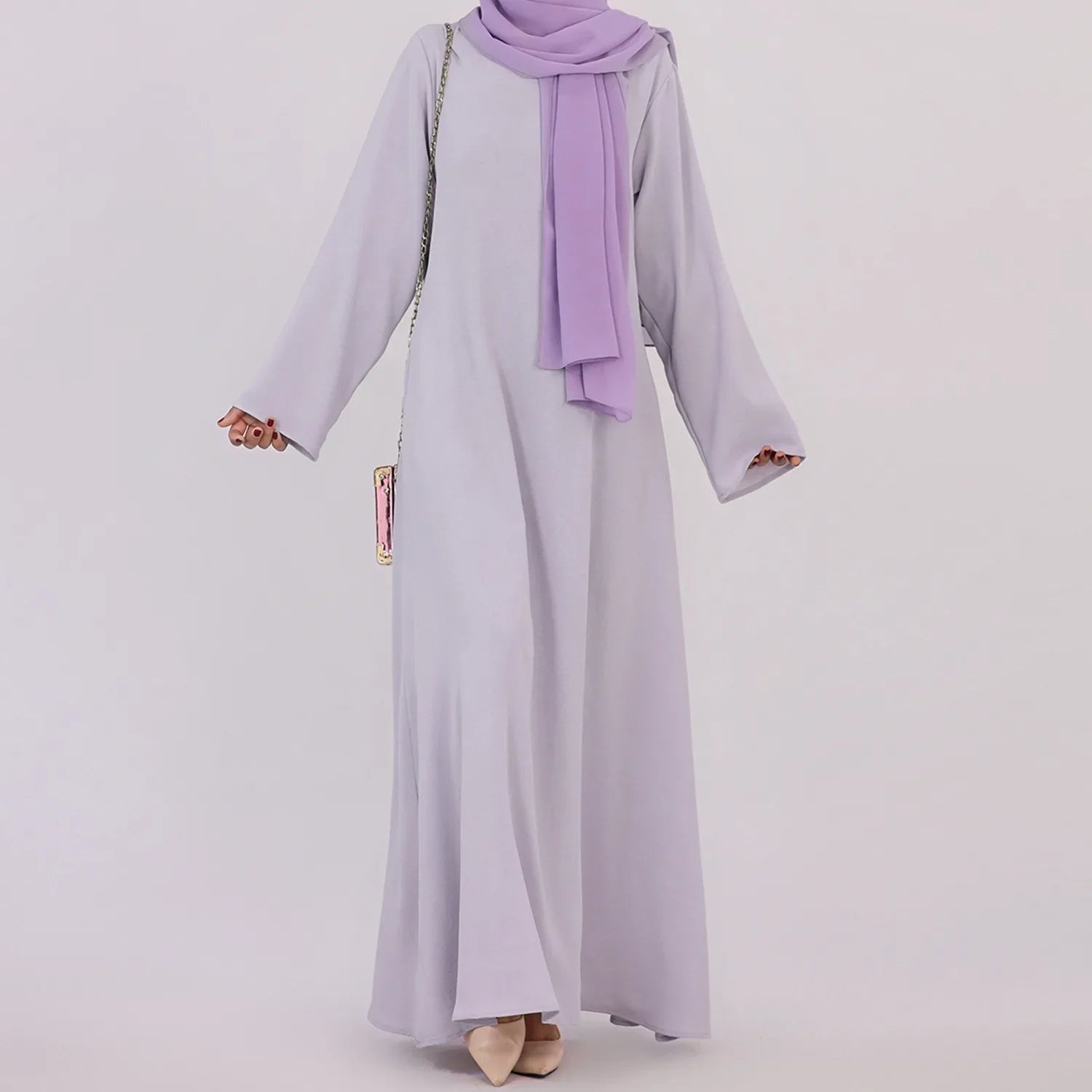 Plain Crepe Abaya for Women Long Muslim Dresses Dubai Turkey Ramadan Eid Islamic Modest Under Abayas Dress Kaftan Robe No Hijab