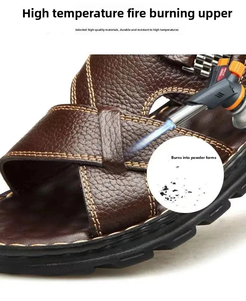 2025 Summer Men’s Sandals Outdoor Waterproof Non-Slip Soft Sole Dual-Use Beach Slippers Driving Shoes