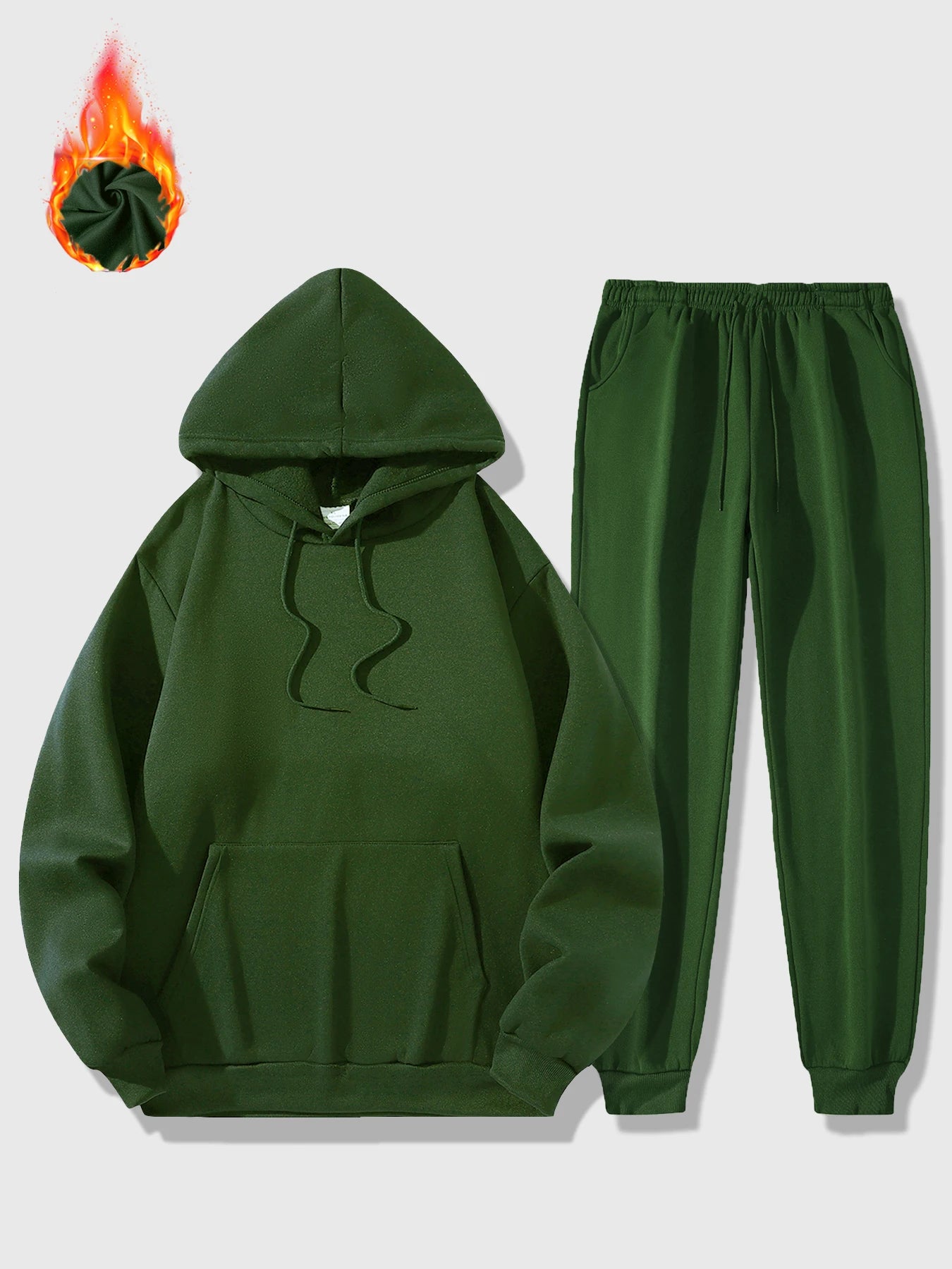 Men's Sports Suit Autumn and Winter Hoodie+pants 2-piece Set Fashionable Solid Color Casual Pullover and Pant Outdoor Sportswear