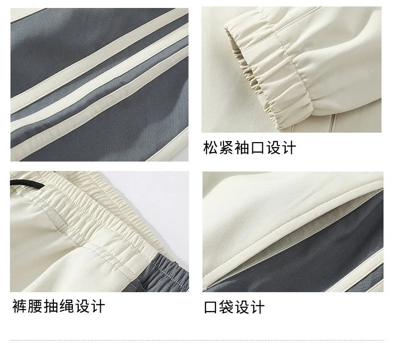 Autumn and Spring New Fashion Trend Outdoor Sports Jacket Set Men's Casual Loose Sports Plus Size High Quality Two-piece Set