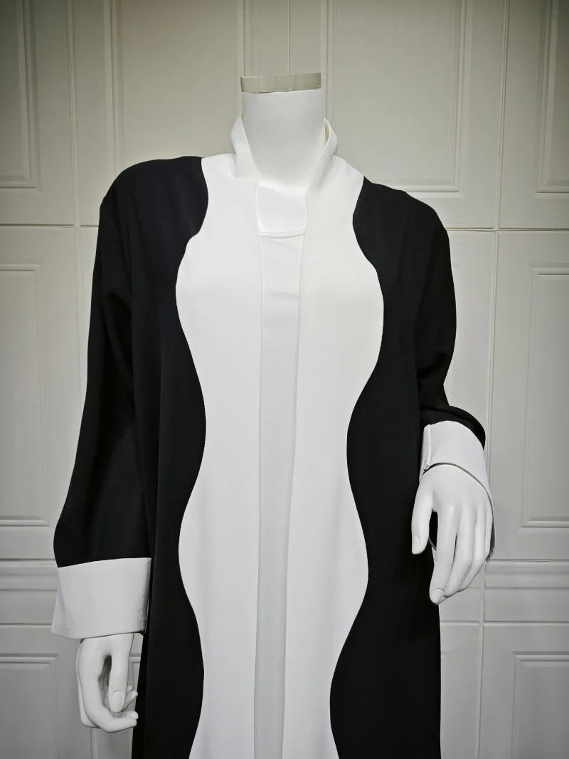 2025 Arabic Women Modest Muslim Cardigan Elegant Dubai Black Abaya Dress Islam Middle East Party Outfits New Turkey Kaftan Robe