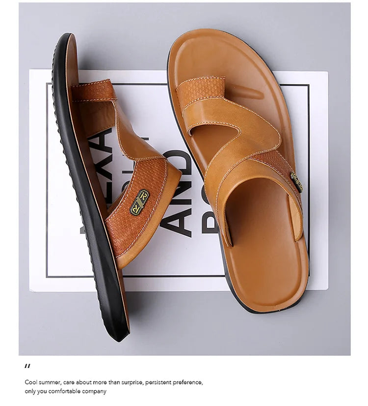 Men Sandals 2025 Summer New Non Slip Breathable Lightweight Soft Sole Beach Shoes Comfortable Fashion Clip Toe Slip on Slippers