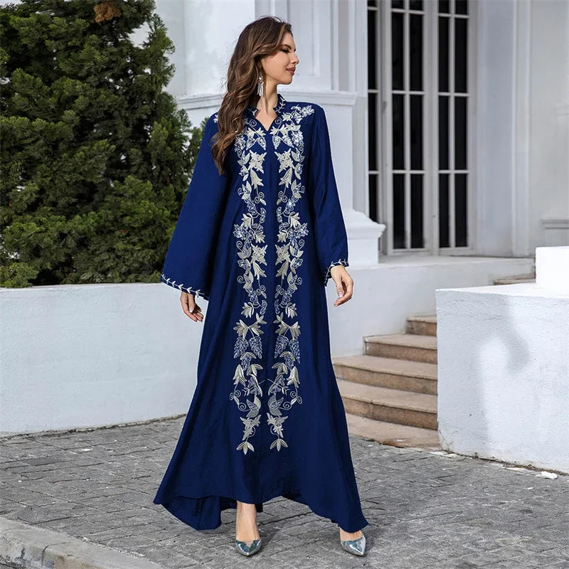 Abaya Dubai Turkey Maxi Islamic Embroidery Robe Ramadan Eid Muslim Party Dresses for Women Arab Caftan Morocco Femme Musulman