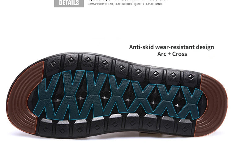 Men Sandals Summer Male Leather Sandals Classic Men Slippers Beach Shoes for Men Comfortable Walking Roman Sandalias Big Size 48