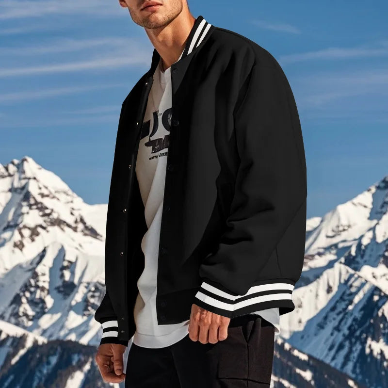 Autumn and Winter American Style  Men's Jackets 2024 New Casual Sports Loose Stand Collar Button Sports Cardigan Jacket For Men