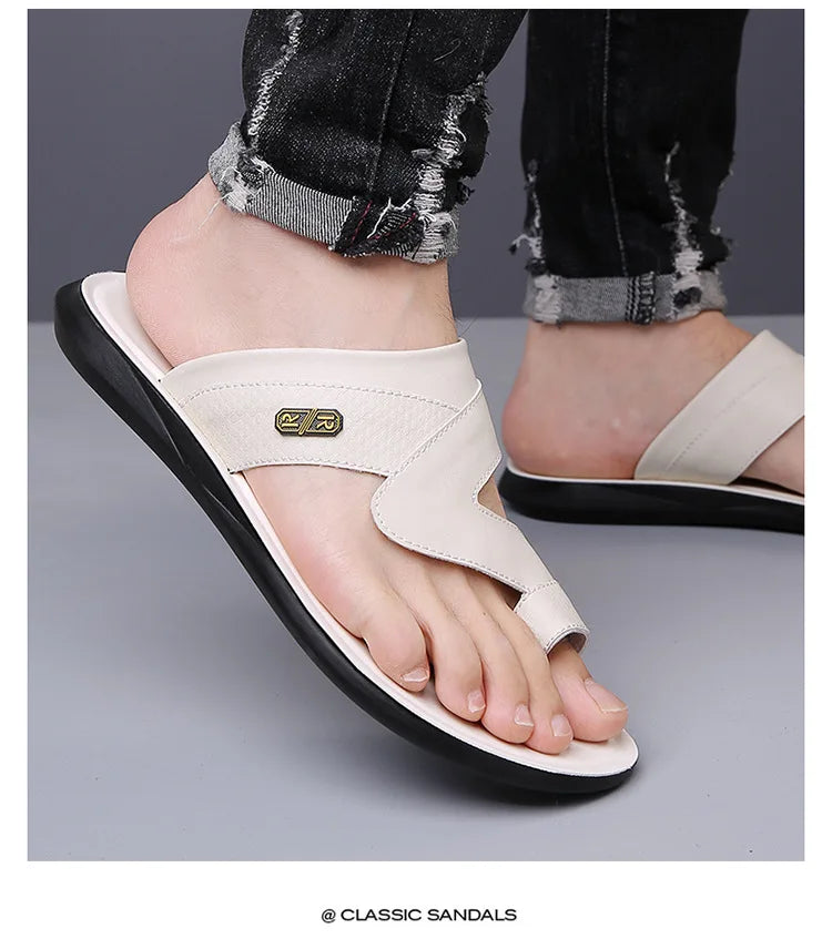 Men Sandals 2025 Summer New Non Slip Breathable Lightweight Soft Sole Beach Shoes Comfortable Fashion Clip Toe Slip on Slippers