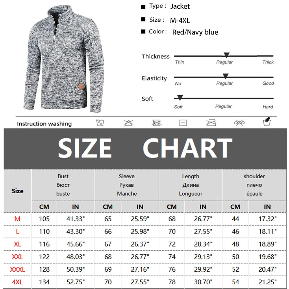 Men's Sweatshirts Half Zipper Pullover Male Long Sleeve Flleece Sweater Standcollar Snowflakes Hoodies Men Clothes