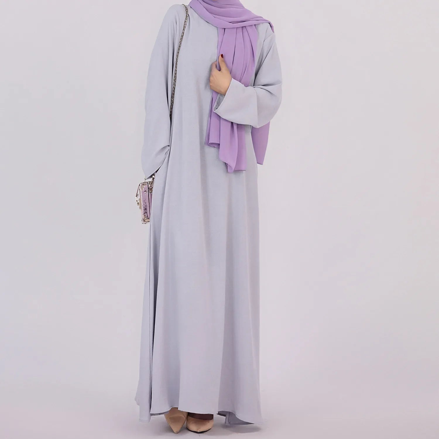 Plain Crepe Abaya for Women Long Muslim Dresses Dubai Turkey Ramadan Eid Islamic Modest Under Abayas Dress Kaftan Robe No Hijab