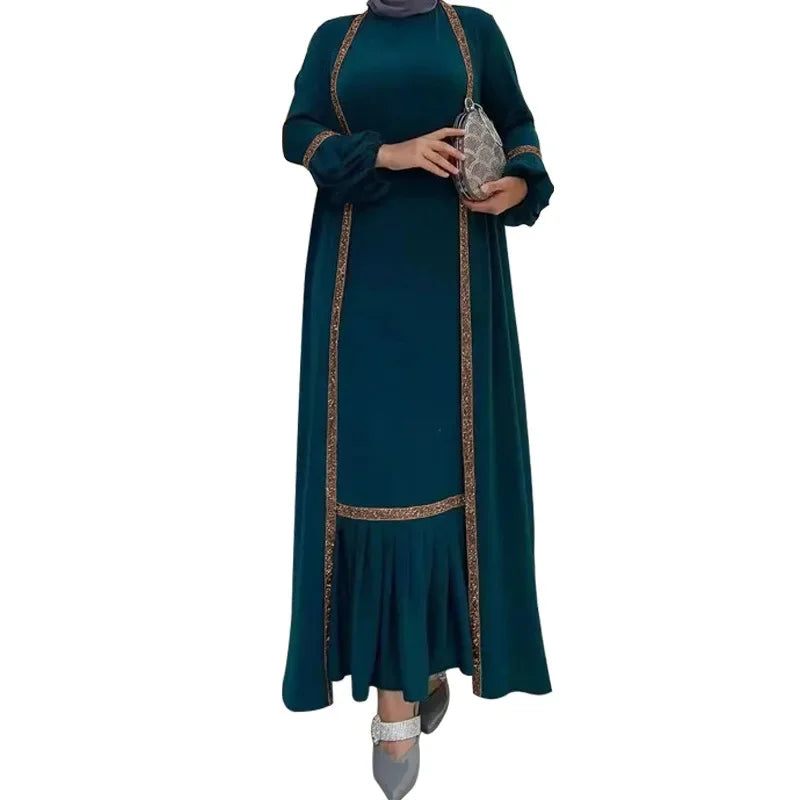 Eid Abaya Dubai Modest Turkey Muslim Long Dress for Women Arabic Sequin Islamic Dresses Evening Party Gown Moroccan Kaftan Robe