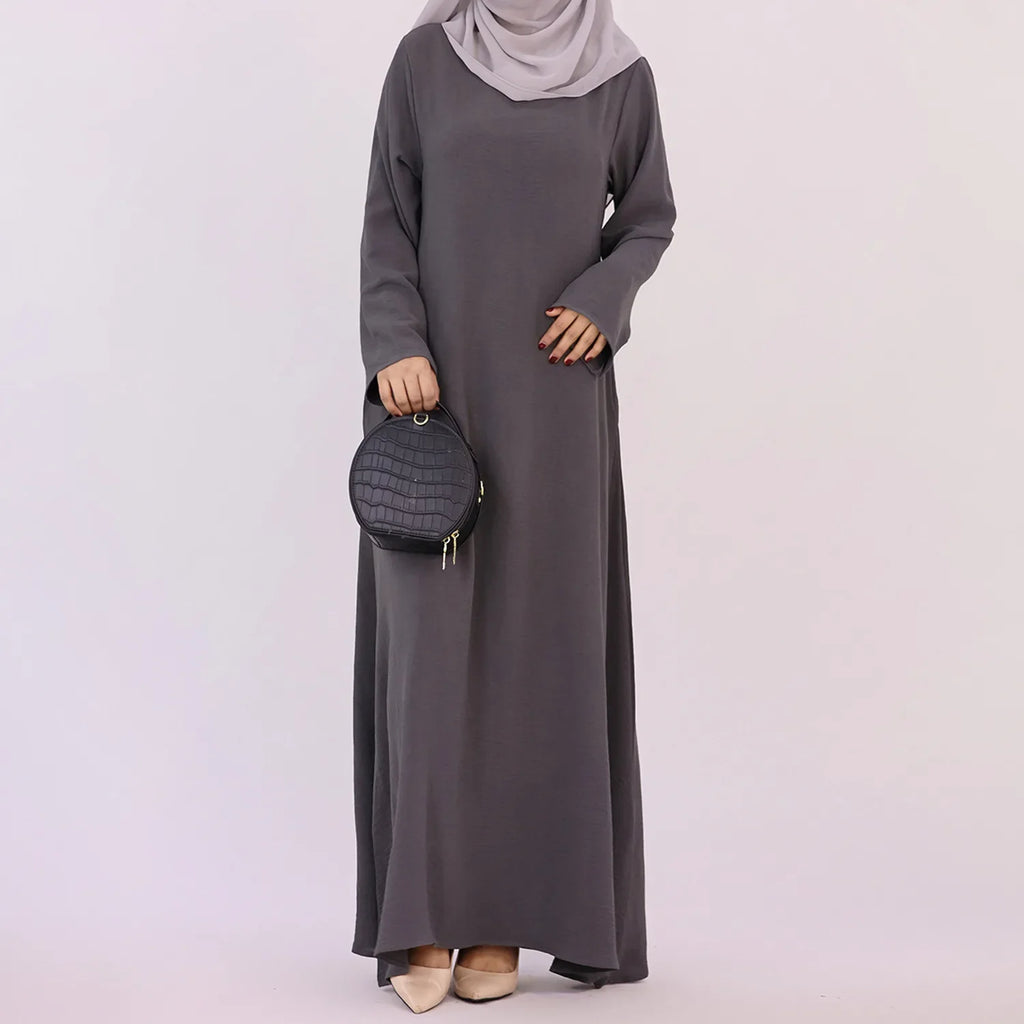Plain Crepe Abaya for Women Long Muslim Dresses Dubai Turkey Ramadan Eid Islamic Modest Under Abayas Dress Kaftan Robe No Hijab