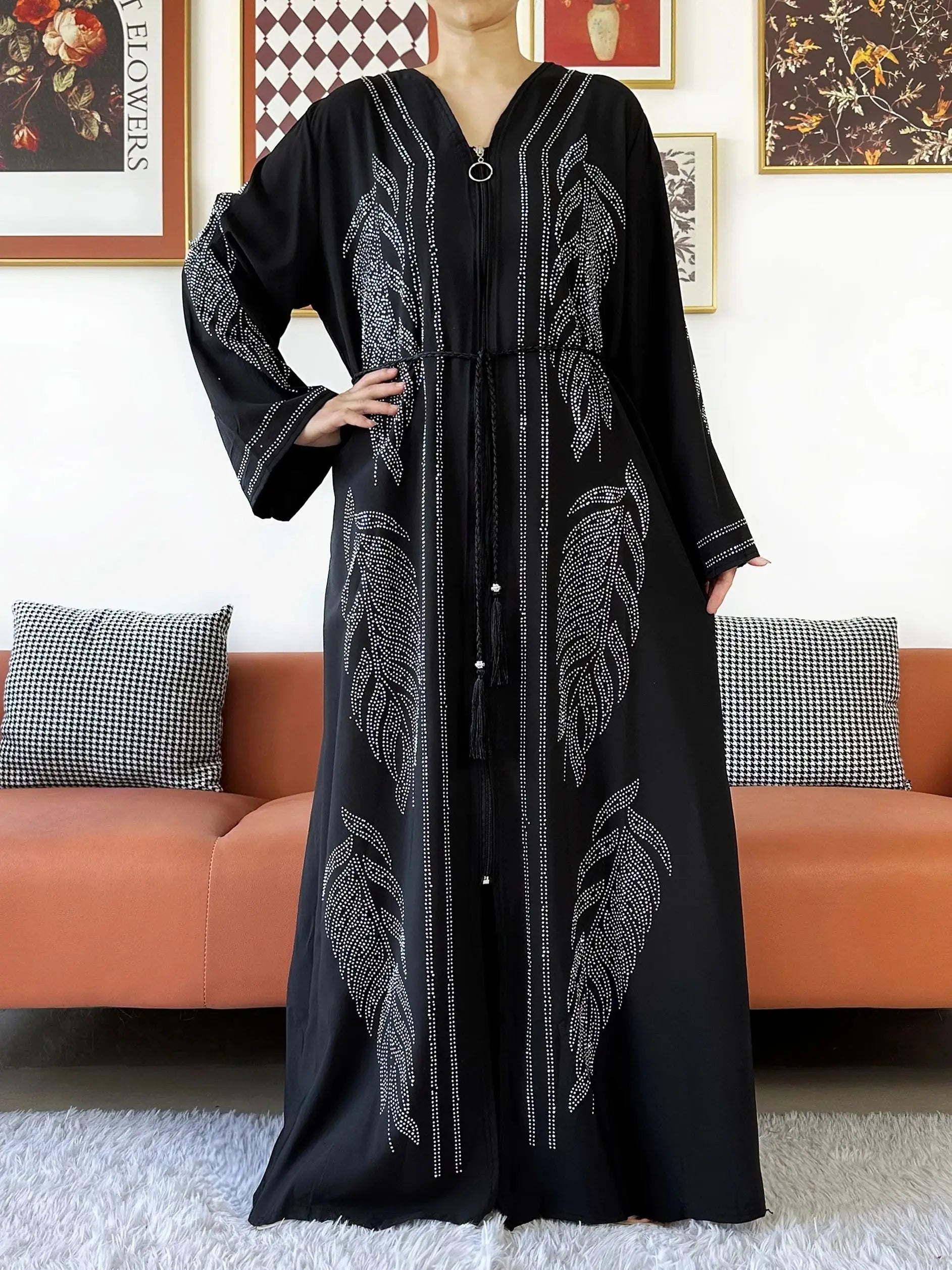 New Middle East Africa Elegant Women Cardigan Chiffon Loose Open Zippier Abaya Muslim Islamic Clothing Cardigan Style Loose Size