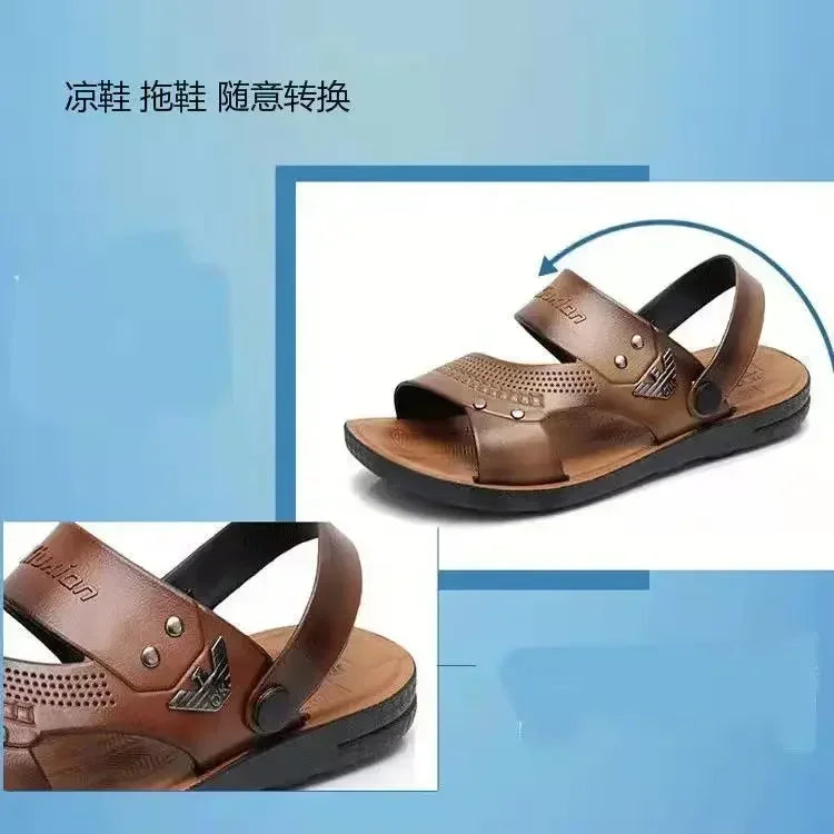 Mens Sandals Summer Outdoor Breathable Casual Sandalias  2025 Non Slip Beach Shoes Formal Office Walking Flats