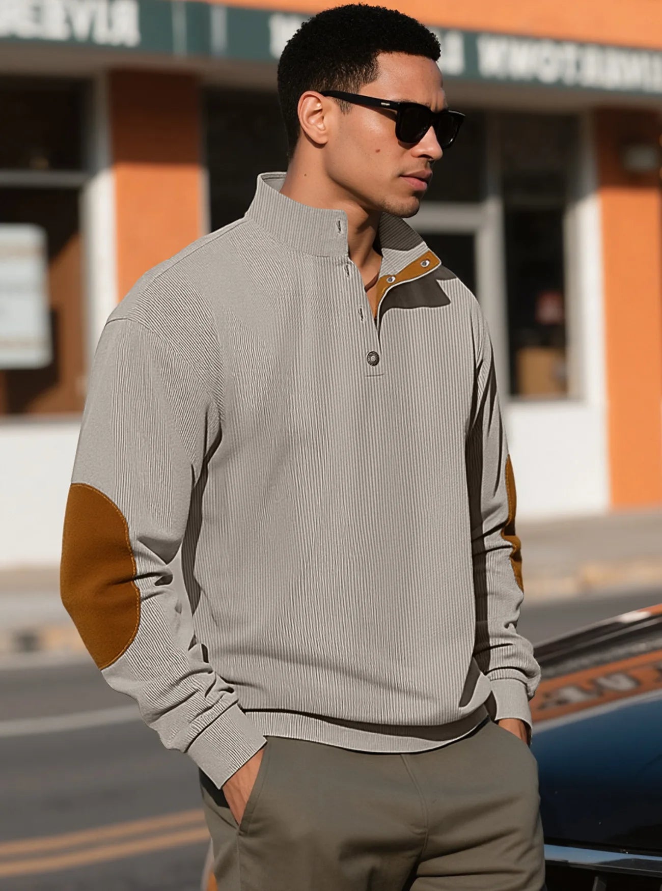 Men's outdoor casual, warm and fashionable sportswear, casual stand-up collar pullover, street top, autumn and winter outfits