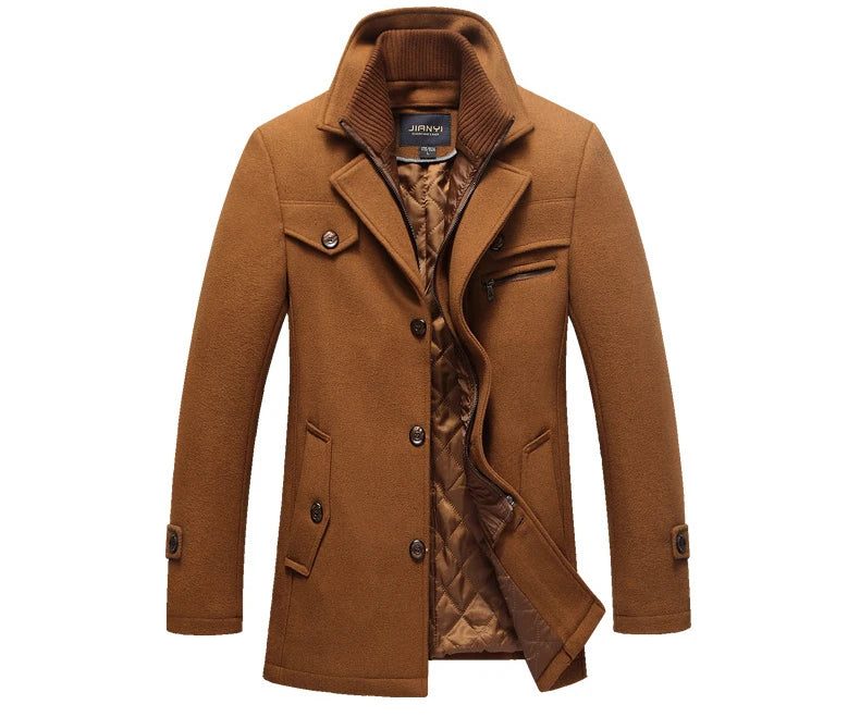 Winter Men's Jacket Oversized Wool Overcoat Solid Warm Pea Coats Thicken Casual Woolen Coat Men Clothing Parka A3F1303