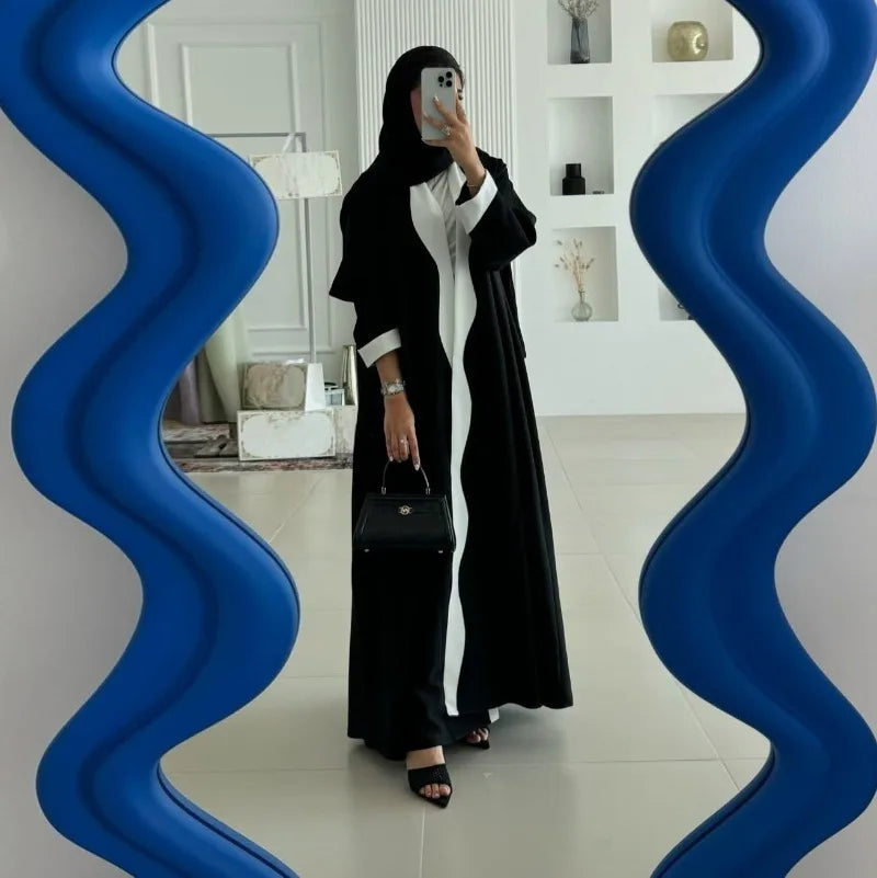 2025 Arabic Women Modest Muslim Cardigan Elegant Dubai Black Abaya Dress Islam Middle East Party Outfits New Turkey Kaftan Robe