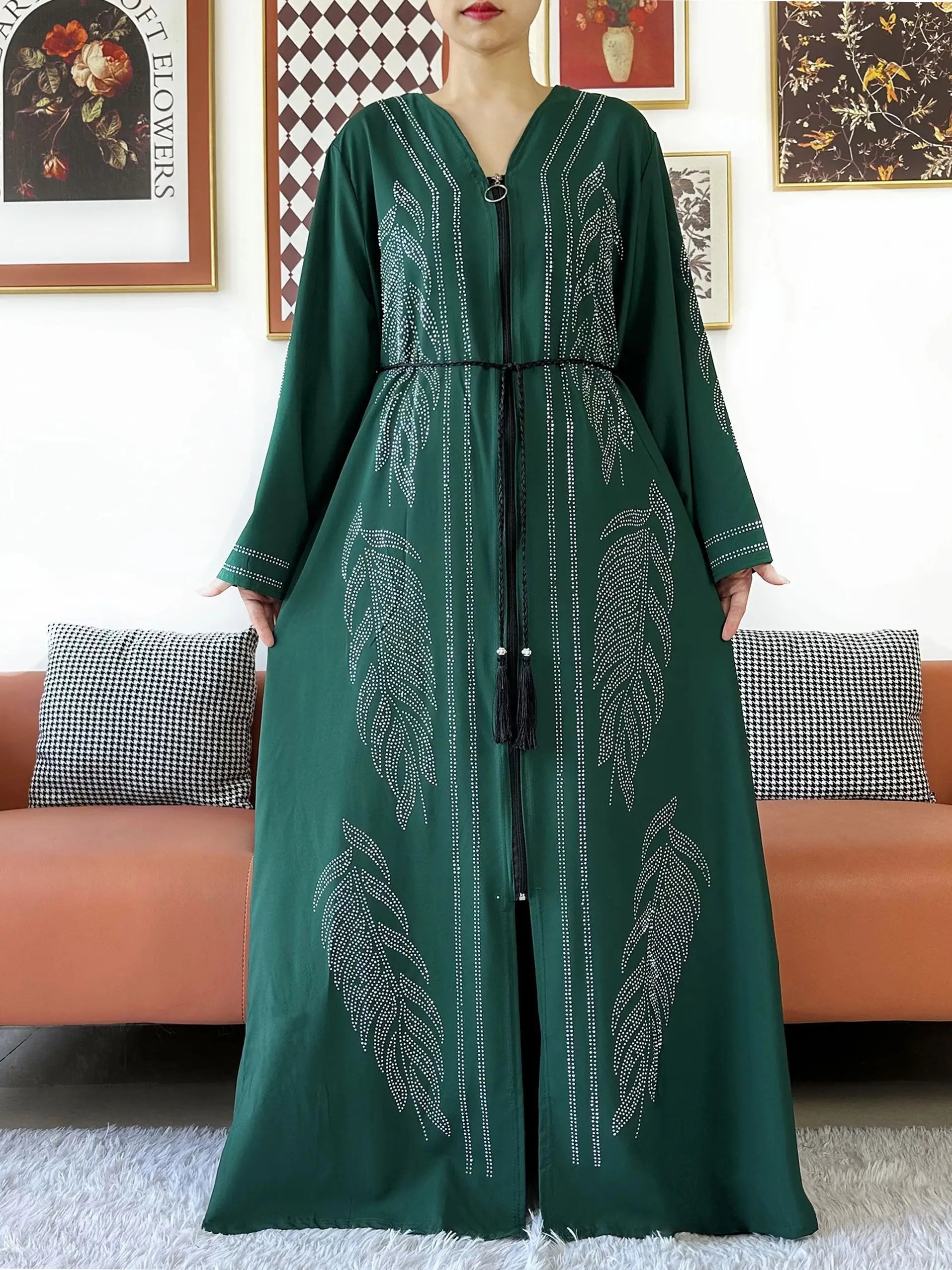 New Middle East Africa Elegant Women Cardigan Chiffon Loose Open Zippier Abaya Muslim Islamic Clothing Cardigan Style Loose Size