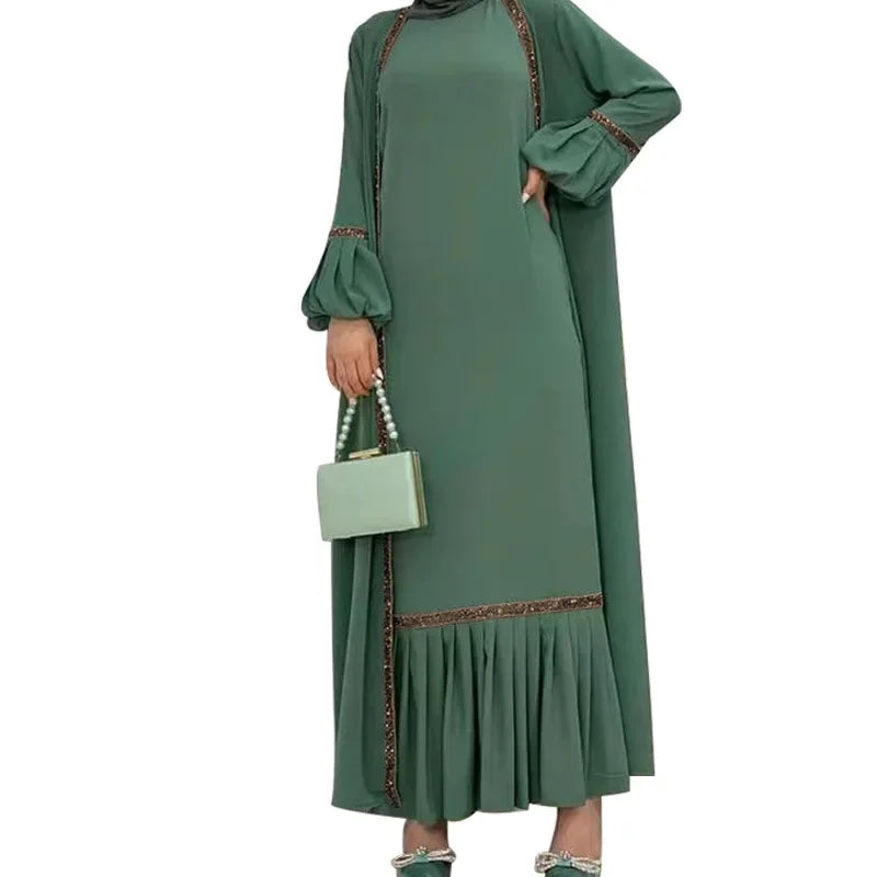 Eid Abaya Dubai Modest Turkey Muslim Long Dress for Women Arabic Sequin Islamic Dresses Evening Party Gown Moroccan Kaftan Robe