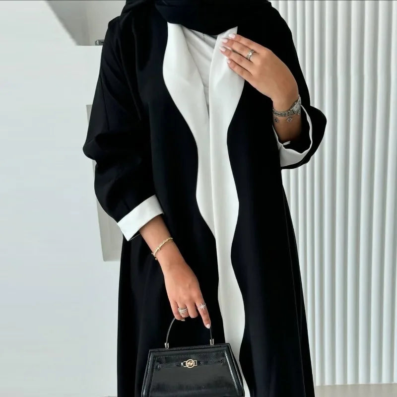 2025 Arabic Women Modest Muslim Cardigan Elegant Dubai Black Abaya Dress Islam Middle East Party Outfits New Turkey Kaftan Robe