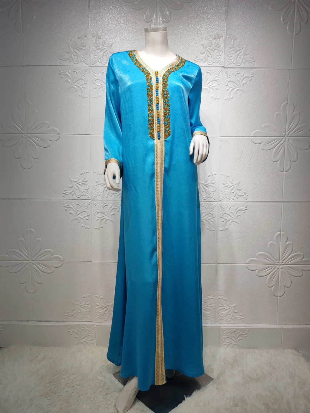 Eid Satin Abaya Dubai Jalabiya Muslim Dress Turkey Islam Robe Longue Djelaba Femme Musulman Dresses for Women Kaftan Marocain