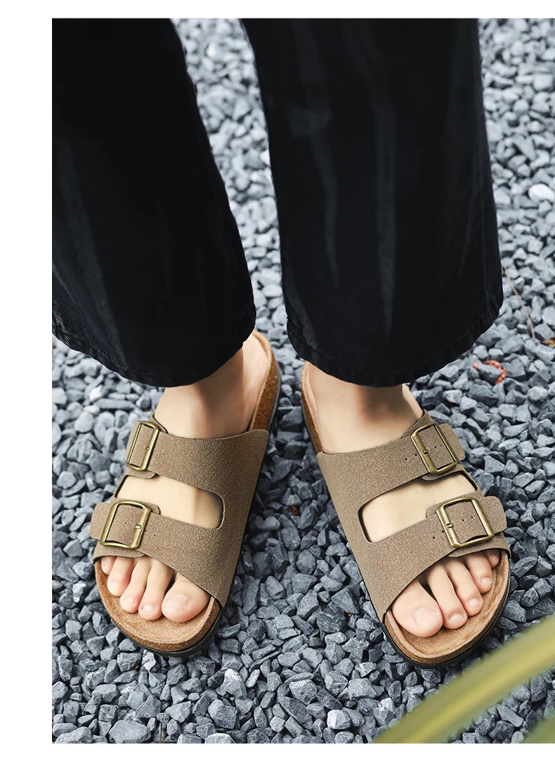 Man's Leather Sandal for Men Beach Sandals Men 2024 Designer Men's Shoes Men's Comfortable Slipper Original Brands Shoes Summer
