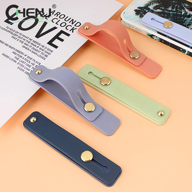 1pc Universal Silicone Wristband Phone Holder Finger Ring Phone Hand Band Bracket Push Pull Grip Phone Stand Sticker Accessories