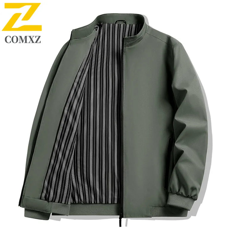 New Autumn Jacket Men's Fashion Brand Loose Stand Up Collar Windproof Baseball Suit Coat Male Business Casual Solid Color Jacket