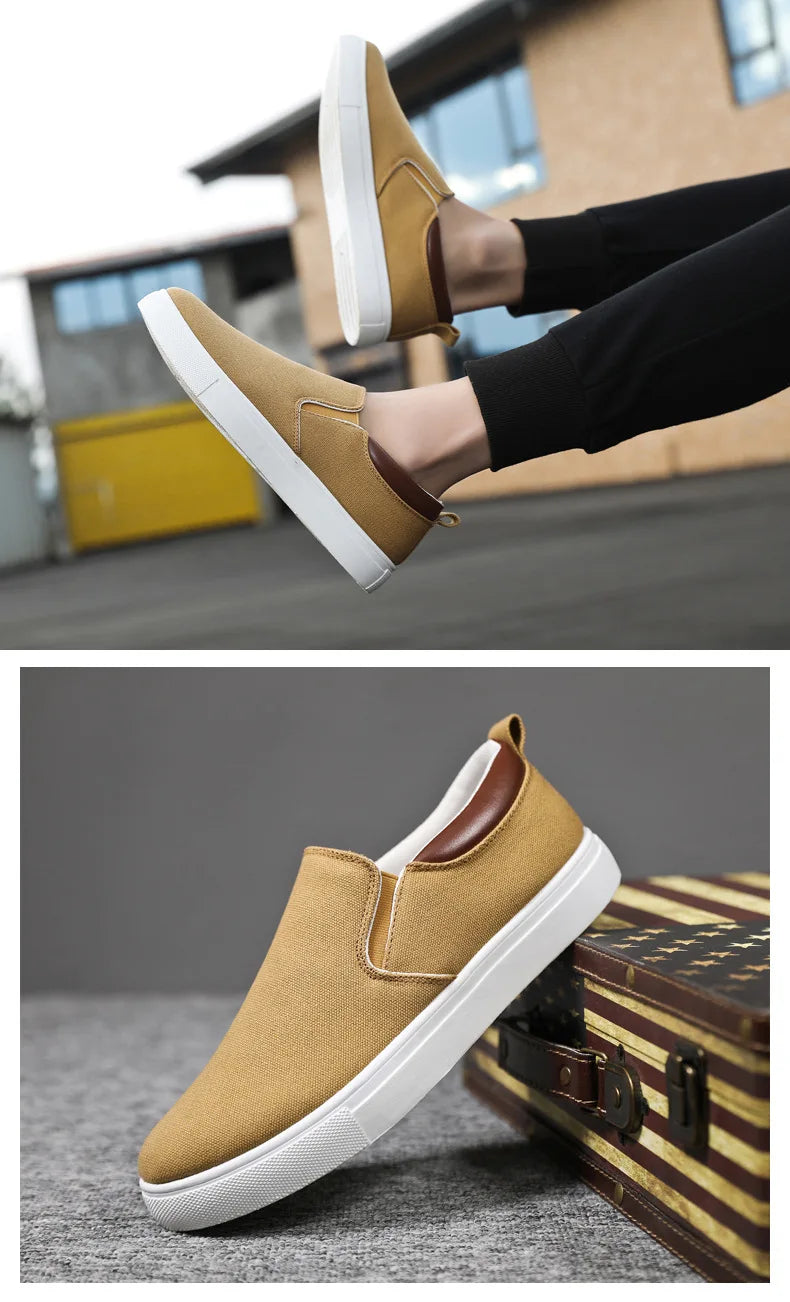 Men Canvas Shoe Casual Sneaker for Men Light Slip-on Vulcanized Comfortable Male Flats Loafers New Black Trainers Zapatos Hombre