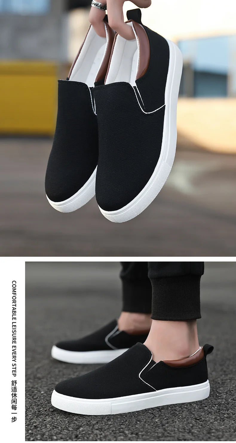 Men Canvas Shoe Casual Sneaker for Men Light Slip-on Vulcanized Comfortable Male Flats Loafers New Black Trainers Zapatos Hombre