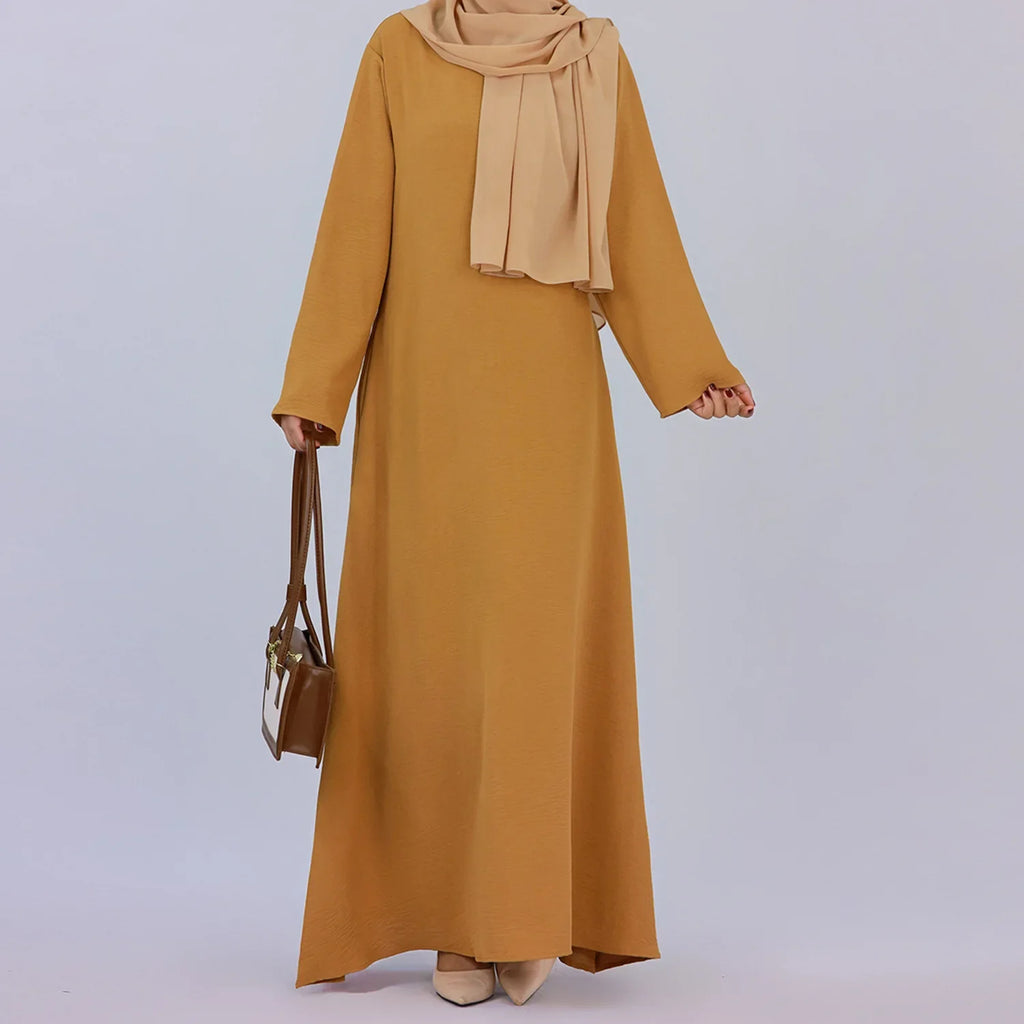 Plain Crepe Abaya for Women Long Muslim Dresses Dubai Turkey Ramadan Eid Islamic Modest Under Abayas Dress Kaftan Robe No Hijab