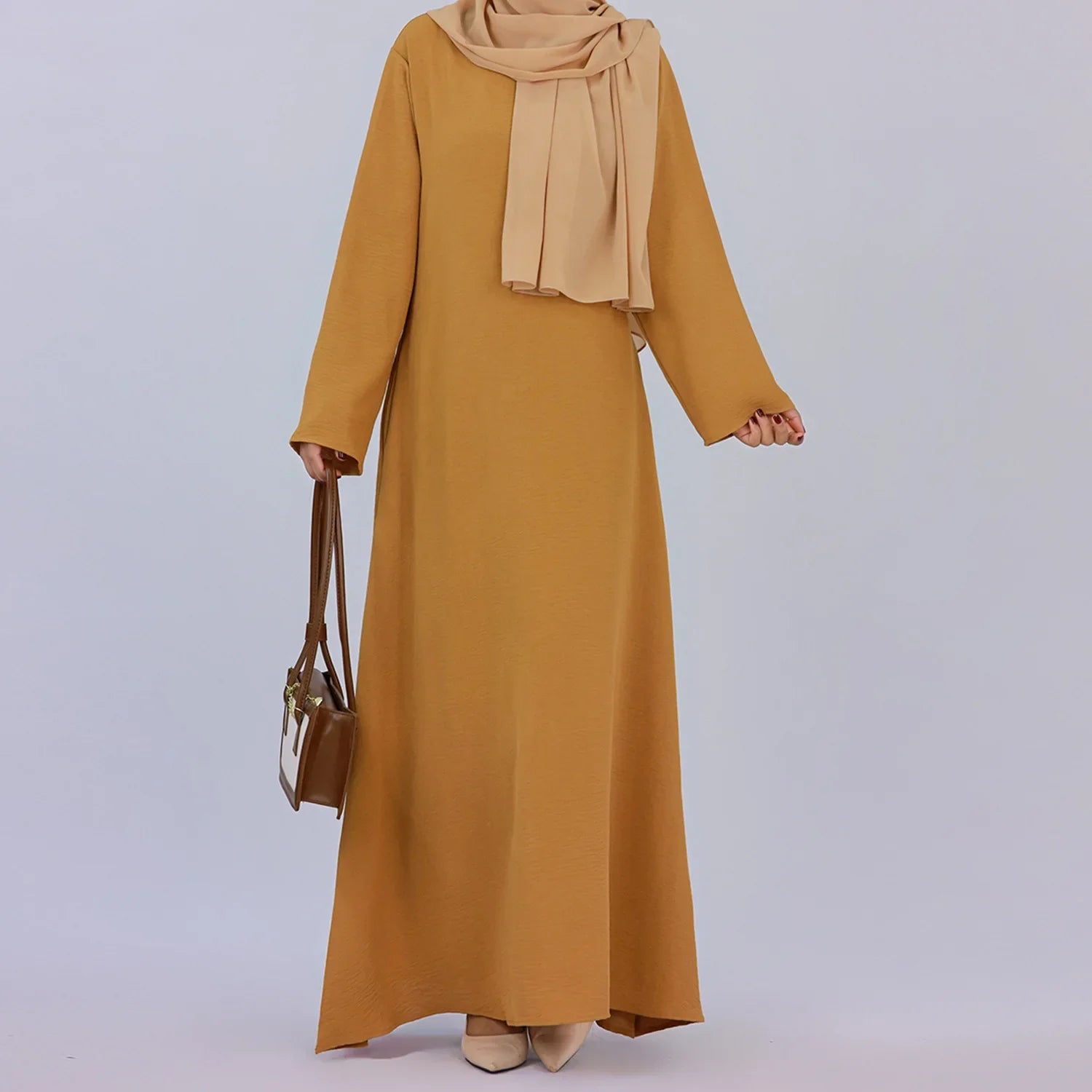 Plain Crepe Abaya for Women Long Muslim Dresses Dubai Turkey Ramadan Eid Islamic Modest Under Abayas Dress Kaftan Robe No Hijab