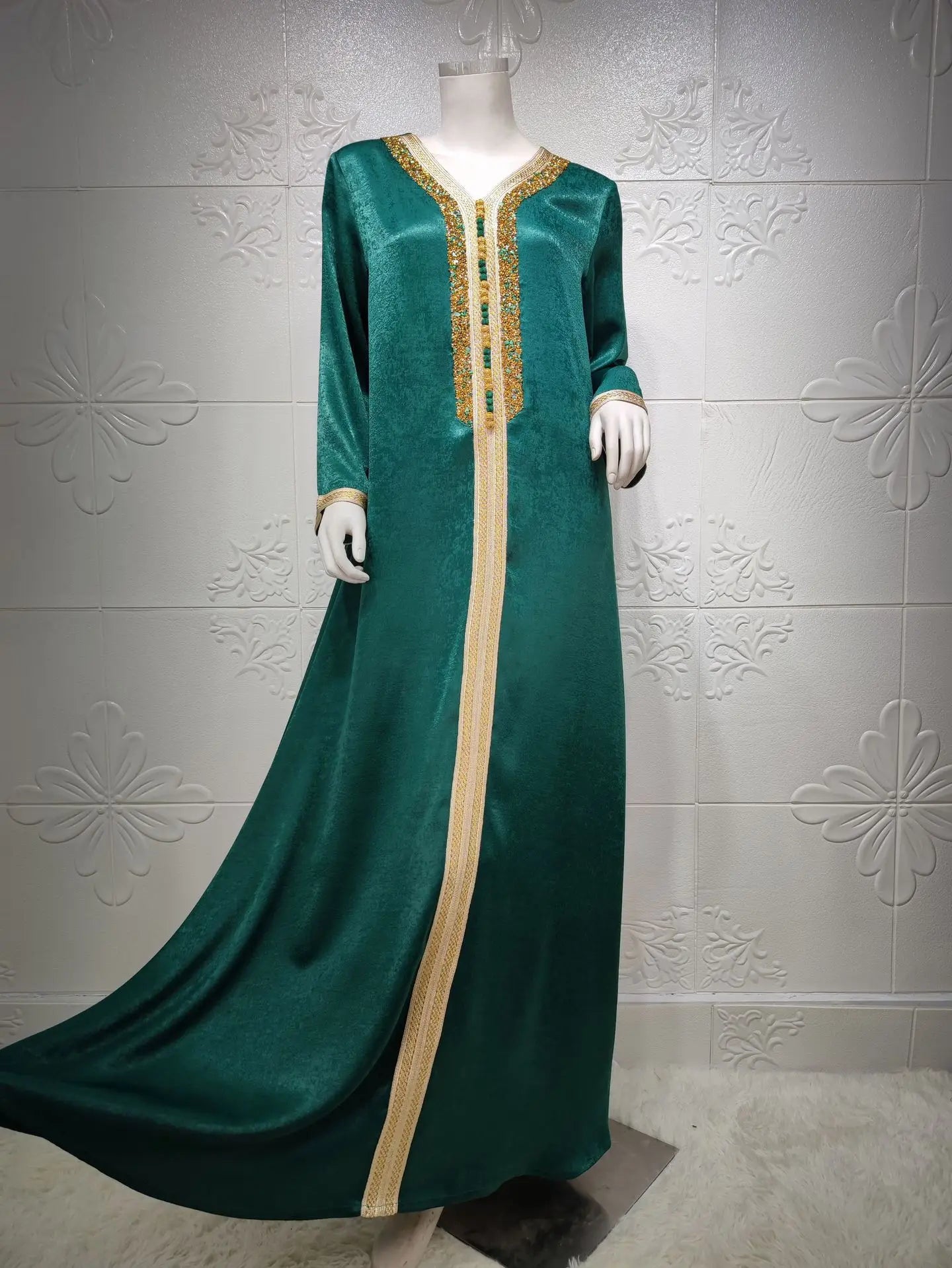 Eid Satin Abaya Dubai Jalabiya Muslim Dress Turkey Islam Robe Longue Djelaba Femme Musulman Dresses for Women Kaftan Marocain