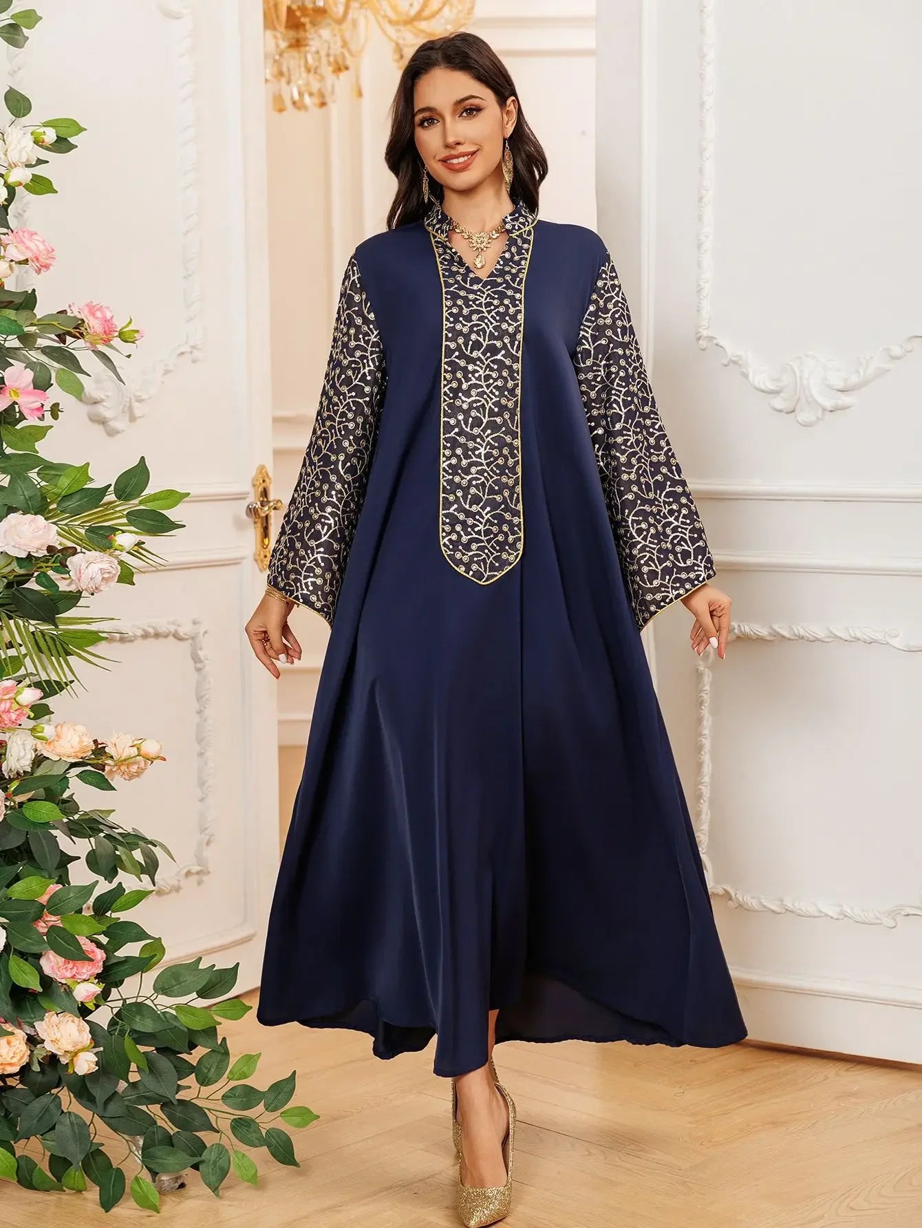 Embroidered Abayas for Women Muslim Evening Eid Party Dress Kaftan Dubai Turkey Robe Arabic Islam Jalabiya Caftan Marocain Femme