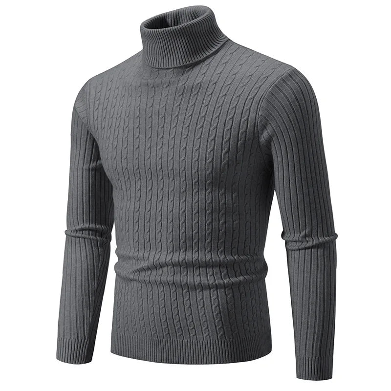 2024 Autumn Men's Sweaters High Neck Pullover Outdoor Work Knitted Warm Casual Turtleneck Sweatwear Woolen Mens Winter Tops