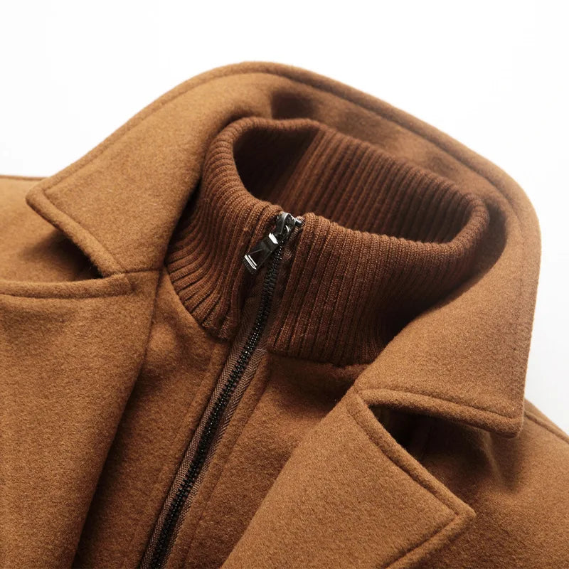 Winter Men's Jacket Oversized Wool Overcoat Solid Warm Pea Coats Thicken Casual Woolen Coat Men Clothing Parka A3F1303