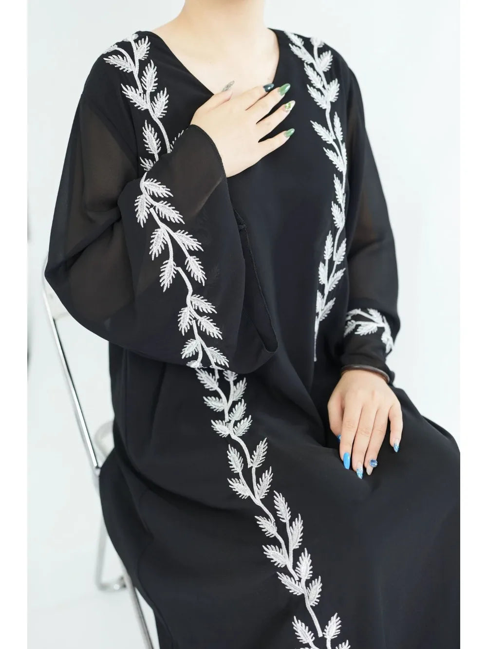 Eid Muslim Abaya for Women Embroidery Dress with Scarf 2 Piece Set Dubai Arab Long Robe Morocco Abayas Kaftan Headscarf Gorgeous