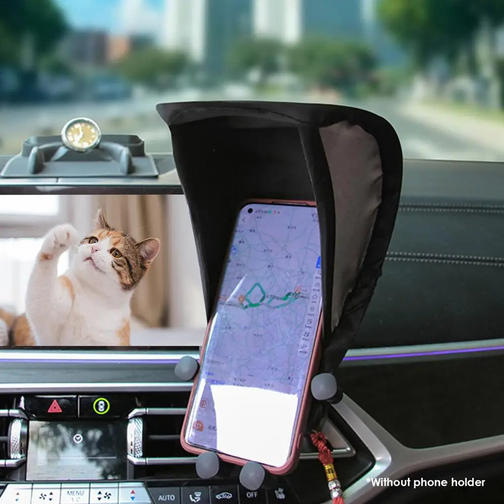 Phone Sun Shade Glare Blocking Phone Sun Protection Umbrella Phone Sun Shield Motorcycle Car Interior Phone Stand Accessories