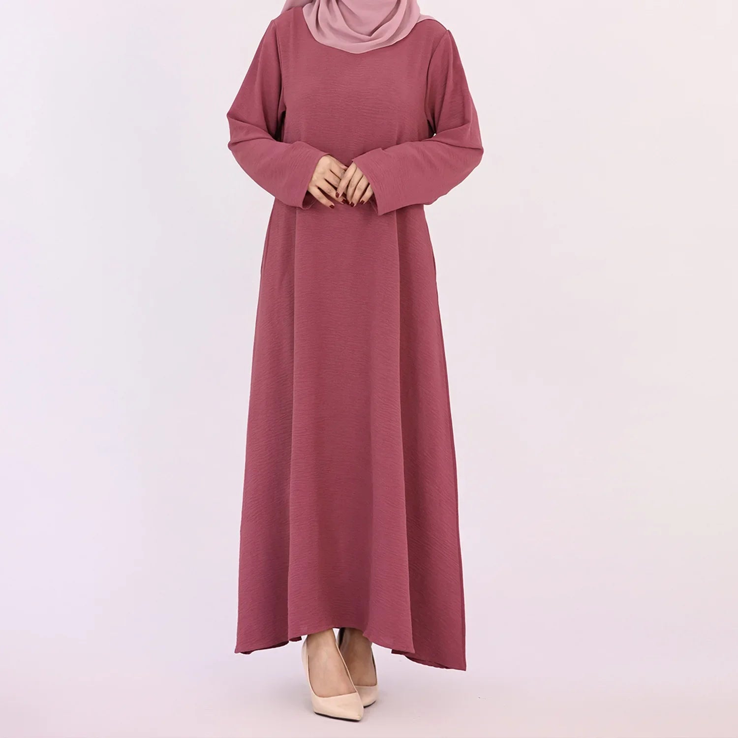 Plain Crepe Abaya for Women Long Muslim Dresses Dubai Turkey Ramadan Eid Islamic Modest Under Abayas Dress Kaftan Robe No Hijab